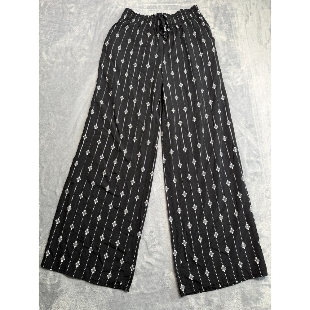 Joe B by Joe Benbasset Palazzo Pants Womens Medium Black White Diamond Print